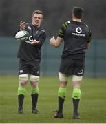 22 February 2018; Dan Leavy, left, during Ireland rugby squad training at Carton House in Maynooth, Co Kildare. Photo by Brendan Moran/Sportsfile