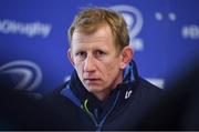 22 February 2018; Head Coach Leo Cullen during a Leinster Rugby press conference at the RDS Arena in Dublin. Photo by Harry Murphy/Sportsfile