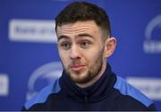 22 February 2018; Josh Murphy during a Leinster Rugby press conference at the RDS Arena in Dublin. Photo by Harry Murphy/Sportsfile