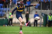 22 February 2018; Ian West of The King’s Hospital kicks a conversion during the Bank of Ireland Vinnie Murray Cup Final match between The Kings Hospital and Wesley College at Donnybrook Stadium in Dublin. Photo by Sam Barnes/Sportsfile