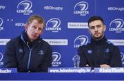 22 February 2018; Head Coach Leo Cullen, left, and Josh Murphy during a Leinster Rugby press conference at the RDS Arena in Dublin. Photo by Harry Murphy/Sportsfile