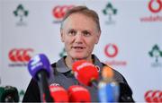 22 February 2018; Head coach Joe Schmidt speaking during an Ireland press conference at Carton House in Maynooth, Co Kildare. Photo by Brendan Moran/Sportsfile