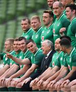 23 February 2018; Jonathan Sexton, centre, during the Ireland Rugby captain's run at the Aviva Stadium in Dublin. Photo by Brendan Moran/Sportsfile