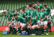 23 February 2018; The Ireland squad disband after their squad photo during the Ireland Rugby captain's run at the Aviva Stadium in Dublin. Photo by Brendan Moran/Sportsfile