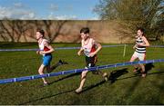 21 February 2018; Runners, from left, Max Butterly of St Joseph's CBS Drogheda, Co Louth, Charlie Madigan of St Aidan's CBS, Dublin, and Cian Moore of St Kieran's Kilkenny in the Junior Boys 3,000m event during the Irish Life Health Leinster Schools Cross Country at Santry Demesne in Santry, Co Dublin. Photo by Piaras Ó Mídheach/Sportsfile