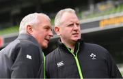 23 February 2018; IRFU Director of Operations Gerard Carmody, right, with team manager Paul Dean during the Ireland Rugby captain's run at the Aviva Stadium in Dublin. Photo by Brendan Moran/Sportsfile