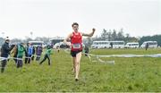 23 February 2018; Tommy Connolly, from Christian Brothers College, Cork, celebrates winning the boy's intermediate 5000m during the Irish Life Health Munster Schools Cross Country at Waterford IT in Waterford. Photo by Matt Browne/Sportsfile