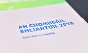23 February 2018; A detailed view of an information booklet given to delegates at the GAA Annual Congress 2018 at Croke Park in Dublin. Photo by Piaras Ó Mídheach/Sportsfile