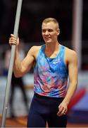 21 February 2018; World Pole Vault Champion Sam Kendricks of USA in the Men's Pole Vault during AIT International Athletics Grand Prix at the AIT International Arena, in Athlone, Co. Westmeath. Photo by Brendan Moran/Sportsfile