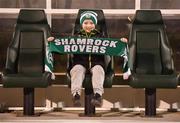 23 February 2018; Young Shamrock Rovers supporter Luke Raethorne, from Tallaght, prior to the SSE Airtricity League Premier Division match between Shamrock Rovers and Dundalk at Tallaght Stadium in Dublin. Photo by Seb Daly/Sportsfile