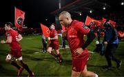23 February 2018; Simon Zebo of Munster makes his way out for the Guinness PRO14 Round 16 match between Munster and Glasgow Warriors at Irish Independent Park in Cork. Photo by Diarmuid Greene/Sportsfile