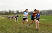 23 February 2018; Eventual winner Sarah Butler, 238, from Laurel Hill Secondary School, Co. Limerick leads the field with Saoirse Tomkins, 61, from Boherbue Comprehensive School, Co. Cork, and Aisling Healy, 567, from St. Flannan's College, Ennis, Co. Clare during the girls minor 2000m during the Irish Life Health Munster Schools Cross Country at Waterford IT in Waterford. Photo by Matt Browne/Sportsfile