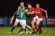 23 February 2018; Harri Morgan of Wales is tackled by Harry Byrne of Ireland during the U20 Six Nations Rugby Championship match between Ireland and Wales at Donnybrook Stadium in Dublin. Photo by David Fitzgerald/Sportsfile