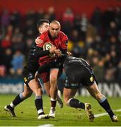23 February 2018; Simon Zebo of Munster is tackled by Adam Hastings, left, and Brandon Thomson of Glasgow Warriors during the Guinness PRO14 Round 16 match between Munster and Glasgow Warriors at Irish Independent Park in Cork. Photo by Diarmuid Greene/Sportsfile