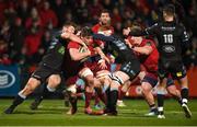 23 February 2018; Dave O'Callaghan of Munster is tackled by Oli Kebble, left, and Rob Harley of Glasgow Warriors during the Guinness PRO14 Round 16 match between Munster and Glasgow Warriors at Irish Independent Park in Cork. Photo by Diarmuid Greene/Sportsfile