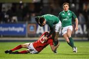 23 February 2018; Harry Byrne of Ireland is tackled by Cai Evans of Wales during the U20 Six Nations Rugby Championship match between Ireland and Wales at Donnybrook Stadium in Dublin. Photo by David Fitzgerald/Sportsfile
