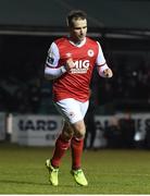 23 February 2018; Christopher Fagan of St Patrick's Athletic celebrates after scoring his side's second goal during the SSE Airtricity League Premier Division match between Bray Wanderers and St Patrick's Athletic at the Carlisle Grounds in Wicklow. Photo by Harry Murphy/Sportsfile