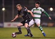 23 February 2018; Chris Sheilds of Dundalk in action against Brandan Miele of Shamrock Rovers during the SSE Airtricity League Premier Division match between Shamrock Rovers and Dundalk at Tallaght Stadium in Dublin. Photo by Seb Daly/Sportsfile