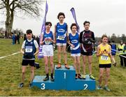 23 February 2018; The top six in the boys junior 3500m at the Irish Life Health Munster Schools Cross Country at Waterford IT in Waterford. Photo by Matt Browne/Sportsfile