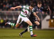 23 February 2018; David McAllister of Shamrock Rovers in action against Sean Gannon of Dundalk during the SSE Airtricity League Premier Division match between Shamrock Rovers and Dundalk at Tallaght Stadium in Dublin. Photo by Stephen McCarthy/Sportsfile