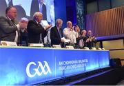 23 February 2018; Ard Stiúrthóir of the GAA Páraic Duffy, centre, is given an standing ovation after speaking during the GAA Annual Congress 2018 at Croke Park in Dublin. Photo by Piaras Ó Mídheach/Sportsfile