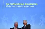 23 February 2018; Uachtarán Chumann Lúthchleas Gael Aogán Ó Feargháil, left, and Ard Stiúrthóir of the GAA Páraic Duffy at the GAA Annual Congress 2018 at Croke Park in Dublin. Photo by Piaras Ó Mídheach/Sportsfile