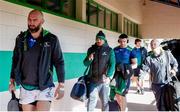 24 February 2018; John Muldoon of Connacht, left, arriving with team-mates and staff at Stadio Monigo pror the Guinness Pro14 Round 16 match between Benetton and Connacht at Stadio Monigo in Treviso, Italy. Photo by Roberto Bregani/Sportsfile
