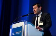 23 February 2018; Tomás Meehan, GAA Chief Information Officer, speaking during the GAA Annual Congress 2018 at Croke Park in Dublin. Photo by Piaras Ó Mídheach/Sportsfile