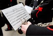 24 February 2018; The notes for Ireland's Call are seen with a member of the Army No. 1 Band prior to the NatWest Six Nations Rugby Championship match between Ireland and Wales at the Aviva Stadium in Lansdowne Road, Dublin. Photo by Brendan Moran/Sportsfile