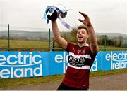 24 February 2018; St Mary's University College captain Conor Johnston celebrates with the cup after the Electric Ireland Fergal Maher Cup Final between St Mary's University College and GMIT Letterfrack in Mallow, Cork. The unique quality of the Electric Ireland Higher Education Championships sees players putting their intercounty and club rivalries aside to strive to achieve Electric Ireland Fergal Maher Cup glory. Electric Ireland has been shining a light on these First Class Rivals as proud sponsor of the college level competitions for the next four years. #FirstClassRivals. Photo by Diarmuid Greene/Sportsfile