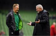 24 February 2018; Ireland head coach Joe Schmidt, left, and Wales head coach Warren Gatland prior to the NatWest Six Nations Rugby Championship match between Ireland and Wales at the  Aviva Stadium in Dublin. Photo by Brendan Moran/Sportsfile