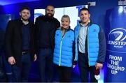 23 February 2018; Leinster players, from left, Ross Byrne, Scott Fardy and Sean O'Brien with supporters in the Blue Room at the Guinness PRO14 Round 16 match between Leinster and Southern Kings at the RDS Arena in Dublin. Photo by Brendan Moran/Sportsfile