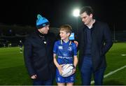 23 February 2018; Matchday mascot James McGrath with Leinster players Richardt Strauss and Tom Daly ahead of the Guinness PRO14 Round 16 match between Leinster and Southern Kings at the RDS Arena in Dublin. Photo by Ramsey Cardy/Sportsfile