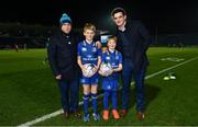 23 February 2018; Matchday mascots Max Bourke and James McGrath with Leinster players Richardt Strauss and Tom Daly ahead of the Guinness PRO14 Round 16 match between Leinster and Southern Kings at the RDS Arena in Dublin. Photo by Ramsey Cardy/Sportsfile