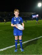 23 February 2018; Matchday mascot James McGrath ahead of the Guinness PRO14 Round 16 match between Leinster and Southern Kings at the RDS Arena in Dublin. Photo by Ramsey Cardy/Sportsfile