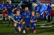 23 February 2018; Matchday mascots James McGrath, left, and Max Bourke, with Leinster captain Isa Nacewa prior the Guinness PRO14 Round 16 match between Leinster and Southern Kings at the RDS Arena in Dublin. Photo by Brendan Moran/Sportsfile