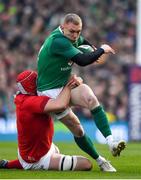 24 February 2018; Keith Earls of Ireland is tackled by Cory Hill of Wales during the NatWest Six Nations Rugby Championship match between Ireland and Wales at the Aviva Stadium in Lansdowne Road, Dublin. Photo by Brendan Moran/Sportsfile