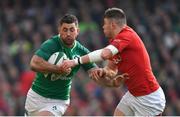 24 February 2018; Rob Kearney of Ireland is tackled by Steff Evans of Wales during the NatWest Six Nations Rugby Championship match between Ireland and Wales at the Aviva Stadium in Dublin. Photo by Ramsey Cardy/Sportsfile