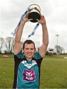 24 February 2018; Maynooth University captain Padraig Walsh celebrates with the cup after victory over Ulster University in the Electric Ireland HE GAA Ryan Cup Final in Mallow, Cork. The unique quality of the Electric Ireland Higher Education Championships sees players putting their intercounty and club rivalries aside to strive to achieve Electric Ireland Ryan Cup glory. Electric Ireland has been shining a light on these First Class Rivals as proud sponsor of the college level competitions for the next four years. #FirstClassRivals. Photo by Diarmuid Greene/Sportsfile