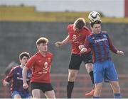 24 February 2018; Joe Heatley of Dublin University AFC in action against Rob Slevin of University College Cork during the IUFU Harding Cup match between University College Cork and Dublin University AFC at Tolka Park in Dublin. Photo by Seb Daly/Sportsfile