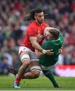 24 February 2018; Dan Leavy of Ireland is tackled by Josh Navidi of Wales during the NatWest Six Nations Rugby Championship match between Ireland and Wales at the Aviva Stadium in Lansdowne Road, Dublin. Photo by Brendan Moran/Sportsfile