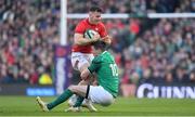 24 February 2018; Gareth Davies of Wales is tackled by Jonathan Sexton of Ireland during the NatWest Six Nations Rugby Championship match between Ireland and Wales at the Aviva Stadium in Lansdowne Road, Dublin. Photo by Brendan Moran/Sportsfile
