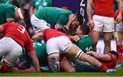 24 February 2018; Jonathan Sexton, right, and Conor Murray of Ireland celebrate their side's third try scored by Dan Leavy during the NatWest Six Nations Rugby Championship match between Ireland and Wales at the Aviva Stadium in Lansdowne Road, Dublin. Photo by David Fitzgerald/Sportsfile