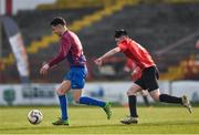 24 February 2018; Peter Healy of Dublin University AFC in action against Leo Cheung of University College Cork during the IUFU Harding Cup match between University College Cork and Dublin University AFC at Tolka Park in Dublin. Photo by Seb Daly/Sportsfile
