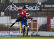 24 February 2018; James Sheehan of University College Cork in action against Eoin Farrell of Dublin University AFC during the IUFU Harding Cup match between University College Cork and Dublin University AFC at Tolka Park in Dublin. Photo by Seb Daly/Sportsfile