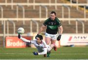 24 February 2018; Christopher McKaigue of Slaughtneil in action against Paul Kerrigan of Nemo Rangers during the AIB GAA Football All-Ireland Senior Club Championship Semi-Final match between Nemo Rangers and Slaughtneil at O'Moore Park in Portlaoise, Co Laois. Photo by Eóin Noonan/Sportsfile