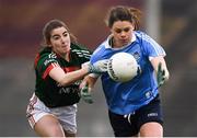 24 February 2018; Noelle Healy of Dublin in action against Saoirse Ludden of Mayo during the Lidl Ladies Football National League Division 1 Round 4 match between Mayo and Dublin at Elverys MacHale Park in Castlebar, Co Mayo. Photo by Stephen McCarthy/Sportsfile