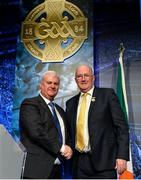 24 February 2018; Iar Uachtarán Aogán Ó Fearghail, left, with the incoming Uachtarán Chumann Lúthchleas Gael John Horan after the handing over ceremony of the Presidential Medal during the GAA Annual Congress 2018 at Croke Park in Dublin. Photo by Piaras Ó Mídheach/Sportsfile