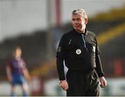 24 February 2018; Referee Colm Duffy during the IUFU Harding Cup match between University College Cork and Dublin University AFC at Tolka Park in Dublin. Photo by Seb Daly/Sportsfile