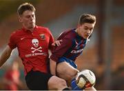 24 February 2018; James Woods of Dublin University AFC in action against Rob Slevin of University College Cork during the IUFU Harding Cup match between University College Cork and Dublin University AFC at Tolka Park in Dublin. Photo by Seb Daly/Sportsfile
